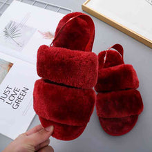 Load image into Gallery viewer, Faux Fur Open Toe Slippers