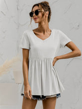 Load image into Gallery viewer, V-Neck Short Sleeve Babydoll Top