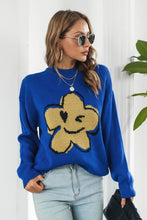 Load image into Gallery viewer, Flower Graphic Drop Shoulder Sweater