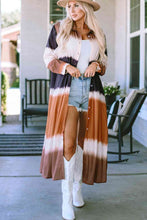 Load image into Gallery viewer, Tie Dye Colorblock Button Down Maxi Kimono