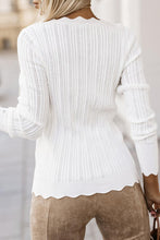 Load image into Gallery viewer, Eyelet Buttoned Long Sleeve Knit Top