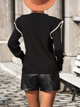 Load image into Gallery viewer, Round Neck Ruffle Trim Long Sleeve Pullover Sweater
