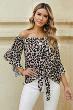 Load image into Gallery viewer, Printed Off-Shoulder Flounce Sleeve Top