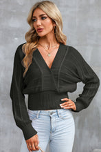 Load image into Gallery viewer, Surplice Neck Lace-Up Sweater