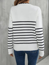 Load image into Gallery viewer, Striped V-Neck Drop Shoulder Sweater