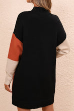 Load image into Gallery viewer, Color Block Mock Neck Dropped Shoulder Sweater Dress