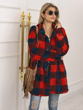Load image into Gallery viewer, Plaid Collared Neck Longline Coat