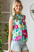 Load image into Gallery viewer, Floral Print Ruffle Shoulder Blouse