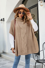 Load image into Gallery viewer, Cable-Knit Turtleneck Slit Sweater