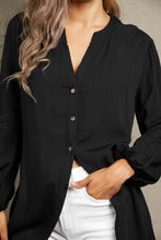 Load image into Gallery viewer, Double Take Notched Neck Balloon Sleeve Shirt