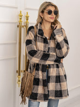 Load image into Gallery viewer, Plaid Collared Neck Longline Coat
