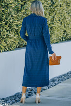 Load image into Gallery viewer, Button Front Textured Slit Shirt Dress with Belt
