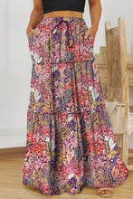 Load image into Gallery viewer, Floral Frill Trim Tiered Maxi Skirt