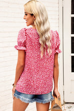Load image into Gallery viewer, Printed Flounce Sleeve Plunge Blouse