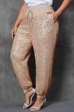 Load image into Gallery viewer, Plus Size Sequin Drawstring Joggers with Pockets