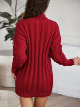 Load image into Gallery viewer, Cable-Knit Turtleneck Sweater Dress