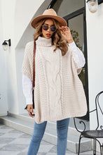 Load image into Gallery viewer, Cable-Knit Turtleneck Slit Sweater