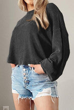 Load image into Gallery viewer, Round Neck Drop Shoulder Long Sleeve Top