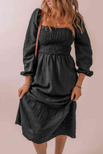 Load image into Gallery viewer, Square Neck Smocked Long Sleeve Dress