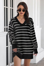 Load image into Gallery viewer, Striped V-Neck Sweater Dress