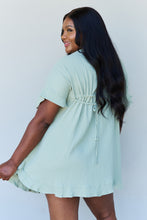 Load image into Gallery viewer, Plus Size Ruffle Hem Dress with Drawstring Waistband in Light Sage