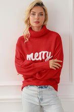 Load image into Gallery viewer, Merry Letter Embroidered High Neck Sweater