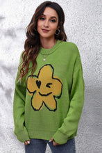 Load image into Gallery viewer, Flower Graphic Drop Shoulder Sweater