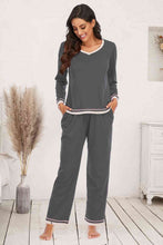 Load image into Gallery viewer, V-Neck Top and Pants Lounge Set