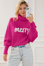 Load image into Gallery viewer, Merry Letter Embroidered High Neck Sweater