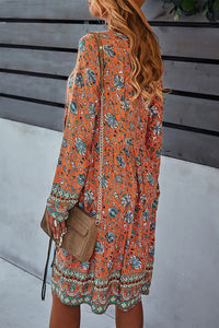 Bohemian V-Neck Knee Length Dress