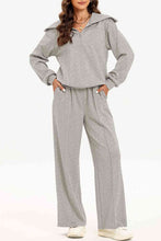 Load image into Gallery viewer, Half Zip Collared Neck Sweatshirt and Pants Set