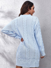 Load image into Gallery viewer, Cable-Knit Round Neck Sweater Dress
