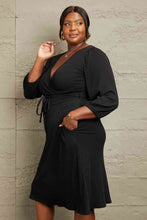 Load image into Gallery viewer, Culture Code Full Size Surplice Flare Ruching Dress