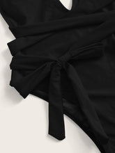 Load image into Gallery viewer, Halter Neck Deep V Tied One-Piece Swimsuit