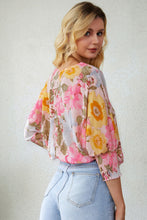 Load image into Gallery viewer, Floral Round Neck Three-Quarter Sleeve Top