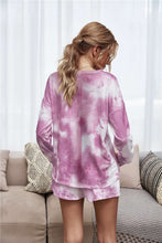 Load image into Gallery viewer, Tie-Dye Dropped Shoulder Top and Shorts Lounge Set