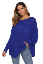 Load image into Gallery viewer, Round Neck Long Sleeve Openwork Sweater