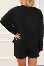 Load image into Gallery viewer, Round Neck Long Sleeve Sweatshirt and Shorts Set