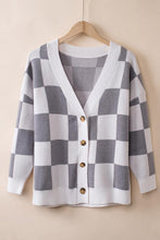 Load image into Gallery viewer, Checkered Button-Up Dropped Shoulder Cardigan