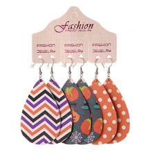 Load image into Gallery viewer, Halloween PU Teardrop Earrings Set