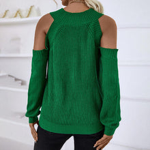 Load image into Gallery viewer, Round Neck Cold-Shoulder Sweater