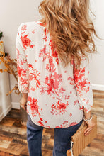 Load image into Gallery viewer, Floral Notched Long Sleeve Blouse