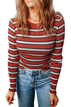 Load image into Gallery viewer, Double Take Striped Round Neck Long Sleeve Top