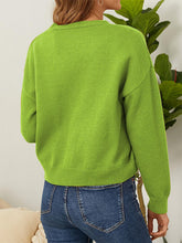 Load image into Gallery viewer, Flower Button Front Dropped Shoulder Cardigan