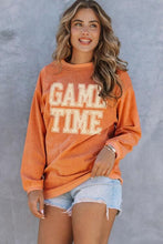 Load image into Gallery viewer, GAME TIME Round Neck Long Sleeve Sweatshirt