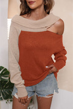 Load image into Gallery viewer, Asymmetrical Long Sleeve Two-Tone Cutout Sweater