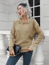 Load image into Gallery viewer, Dropped Shoulder Button Detail Sweater