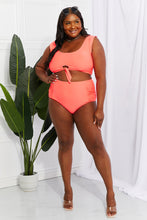 Load image into Gallery viewer, Cropped Swim Top and Ruched Bottoms Set in Coral