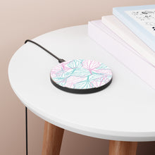 Load image into Gallery viewer, Pink and Green Pastel Leaves Wireless Charger