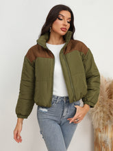 Load image into Gallery viewer, Two-Tone Zip-Up Puffer Jacket